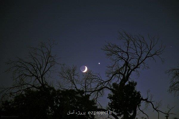 بزم سیارات در آسمان صبحگاهی ۲۹ مرداد زهره، مشتری و ماه در یک قاب